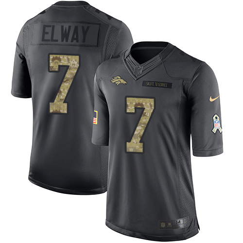 Nike Broncos #7 John Elway Black Youth Stitched NFL Limited 2016 Salute to Service Jersey